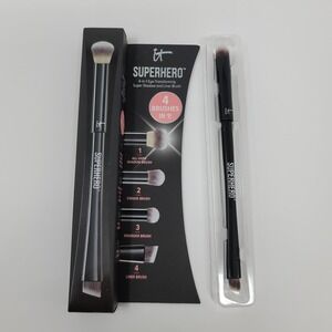 IT Cosmetics Superhero 4-in-1 Eye Shadow & Liner Brush Black Double-Ended New